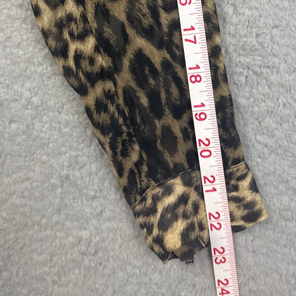 The Kooples Silk Leopard Print Asymmetric Zip Blouse Women's S French Designer - Picture 7 of 9